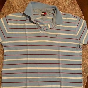 Light blue striped Tommy hilfigler polo shirt